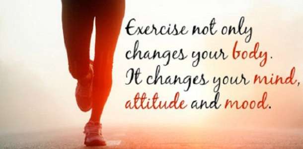 motivational image quote illustrating the mental health benefits of exercise in 2017